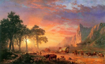 Ganado Vaca Toro Painting - Albert Bierstadt los toros del sendero de Oregon
